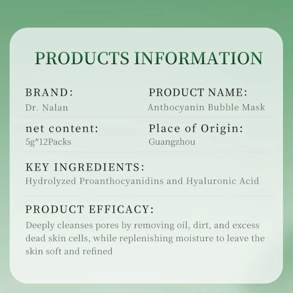 36pcs/3 Boxes Moisturizing Anthocyanin Bubble Facial Mask Shrinking Pore Brightening Deep Cleaning Mask Blackheads Removal