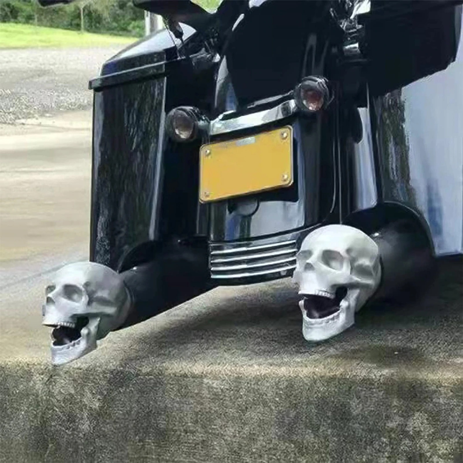 Motorcycle Skull Exhaust Tip Universal Motorbike Exhaust Pipe 5CM Solid Metal Skull Exhaust Pipe Halloween Decorations