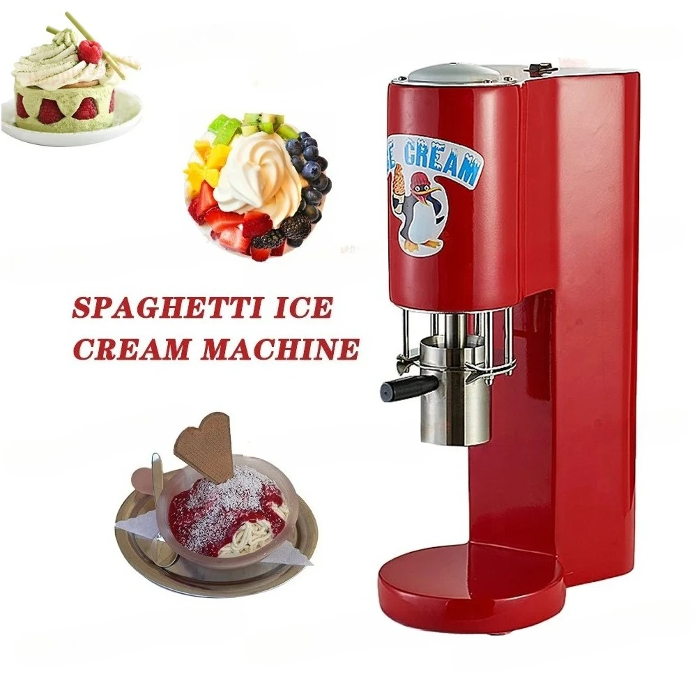 110-240V Commercial Electric Spaghetti Ice Cream Maker with 4 Molds Pasta Shape Ice Cream Squeezer