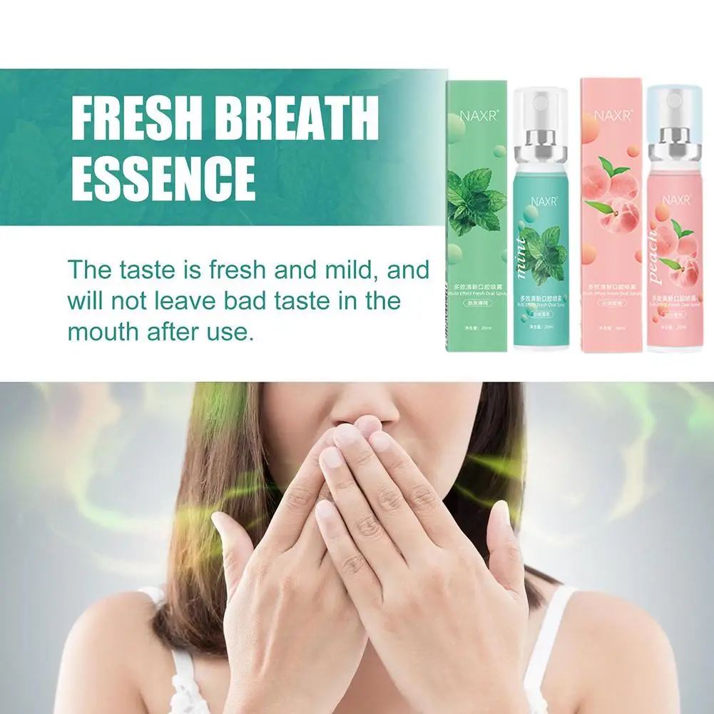 20Ml Fruitige Adem Perzik Mint Ademverfrisser Spray Halitosis Verfrisser Behandeling Mond Geur Spray Verfrissende Zorg Vloeistof