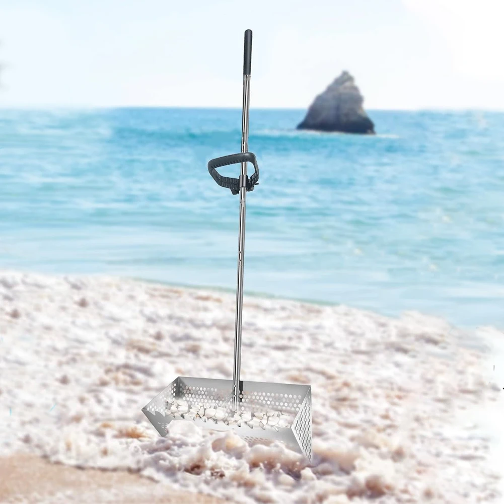 

Stainless Steel Sand Screen Collapsible Beach Shark Tooth Screen Sand Crab Trap Beach Sand Scoop Shovel Shell Sand Sieve