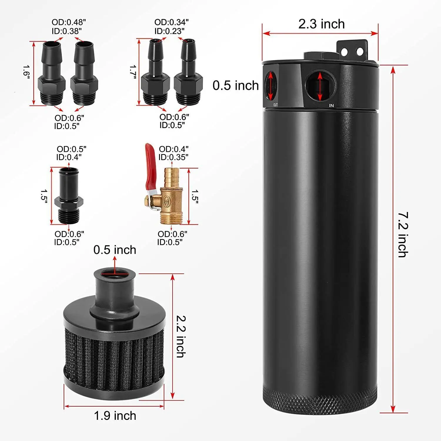 Kit Kaleng Penangkap Minyak Universal 750ML Tangki Reservoir Bingung Besar Pemisah Minyak Baru