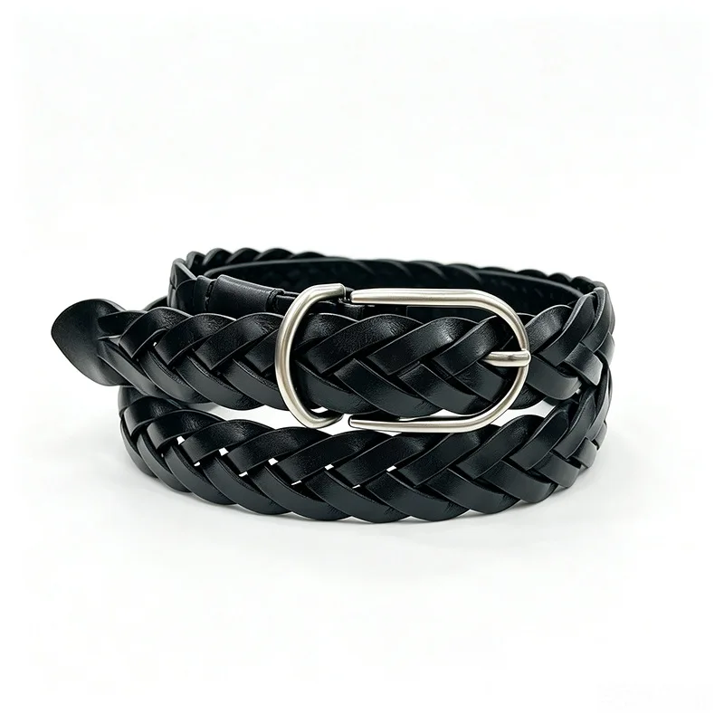 hand-woven-top-grain-leather-pin-buckle-belt-three-strand-braided-design-flexible-leather-strap-mirror-polished-head-durable