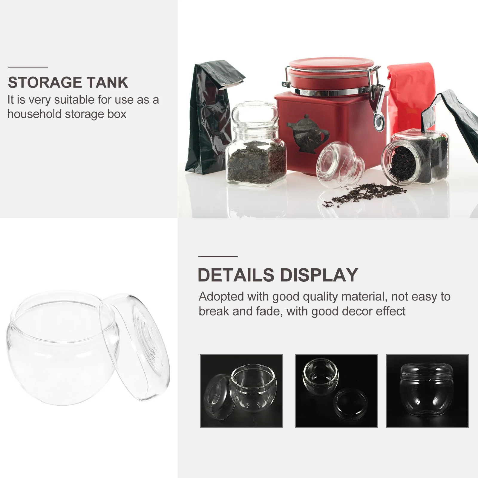 

Glass Tea Container with Lid Fine Craftsmanship Fresh Color Design for Loose Tea Coffee Baking Soda Powder Kitchen Food Storage