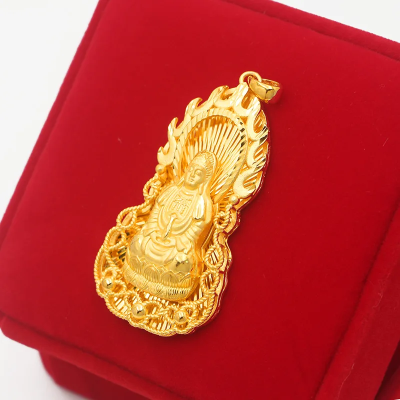 9999 gold jewelry Guanyin medium-sized pendant necklace for benefiting all beings