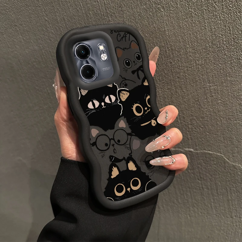 Smart 9 Sei gatti Forma ondulata Cassa Del Telefono Del Silicone Per Infinix Smart 9 8 8Pro 8HD 7 7HD 7Plus 6 5 5Pro GO Hot 50i copertura