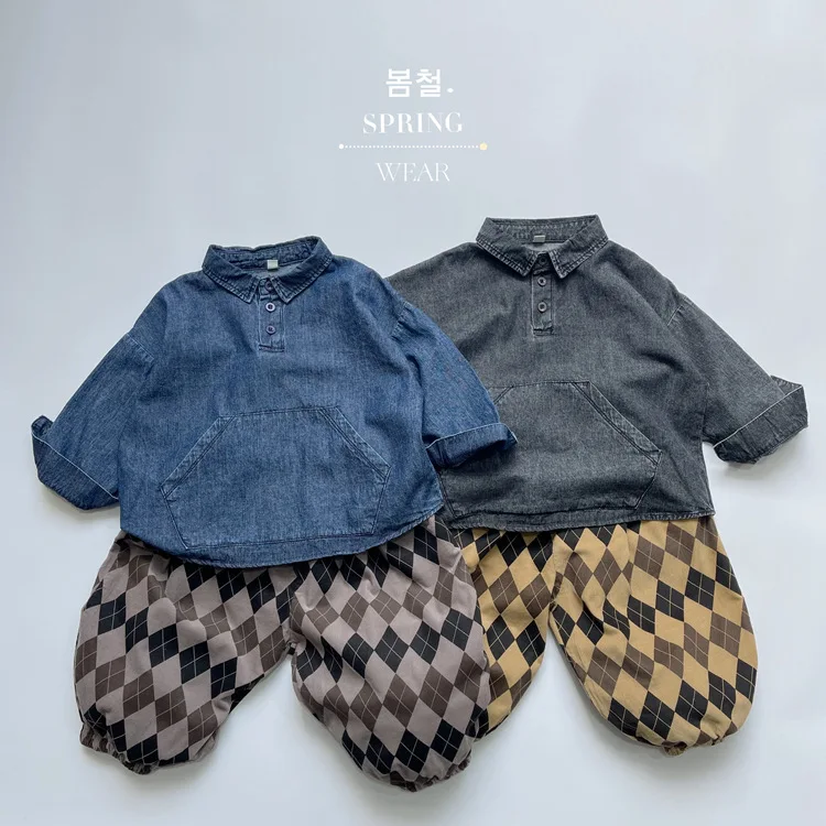 RAISE Frühling Herbst Koreanische Kinder Jungen Denim Hemd Pullover Solide Große Tasche Babys Jungen Hemd Westlichen stil Kleinkind Jungen tops – Detail 1