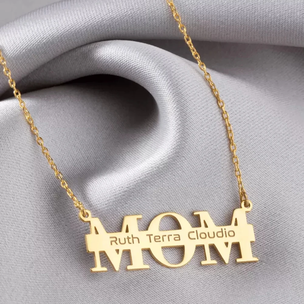 Colar personalizado para mãe, colar com nome de aço inoxidável personalizado, presente para mãe e avó, joias para dia das mães, moda 2025