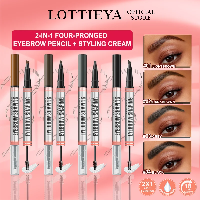 

LOTTIEYA Double-end 4 Tip Head Eyebrow Shaping Brow Pen Ultra Precise Pen Hair Eyebrow Pencil + Sheer Brow Gel Three Dimensional