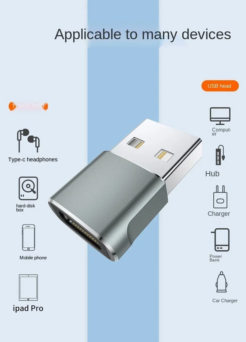 USB2.0 Mobile Phone Data Charging Cable Adapter, USB Male To TYPE - C Female Adapter