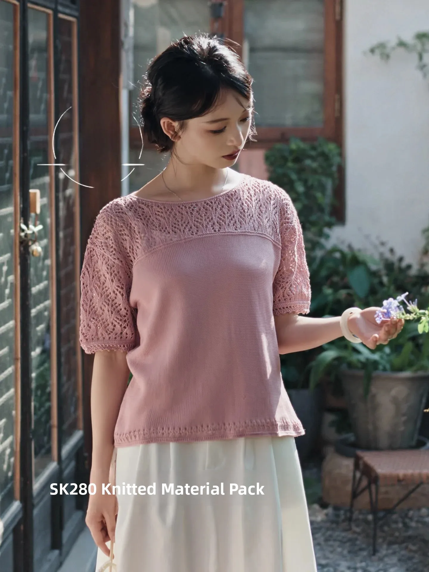 handmade-diy-silver-flute-knitting-machine-material-kit-short-sleeve-hollow-shoulder-video-included-fashion-accessories