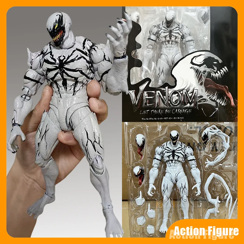 

In Stock KO SHF Anti Venom Action Figure White Symbiote Amazing Spider Man 1/12 Articulated Serum Venom Model toy Birthday Gifts