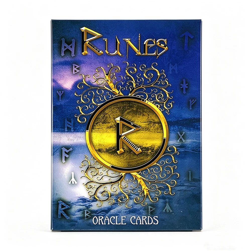 Runes Oracle Cards 24 Cards Nordic Mythology Rune Symbol Oracle Deck, Meditation Divination Board Game for Collectors Gift