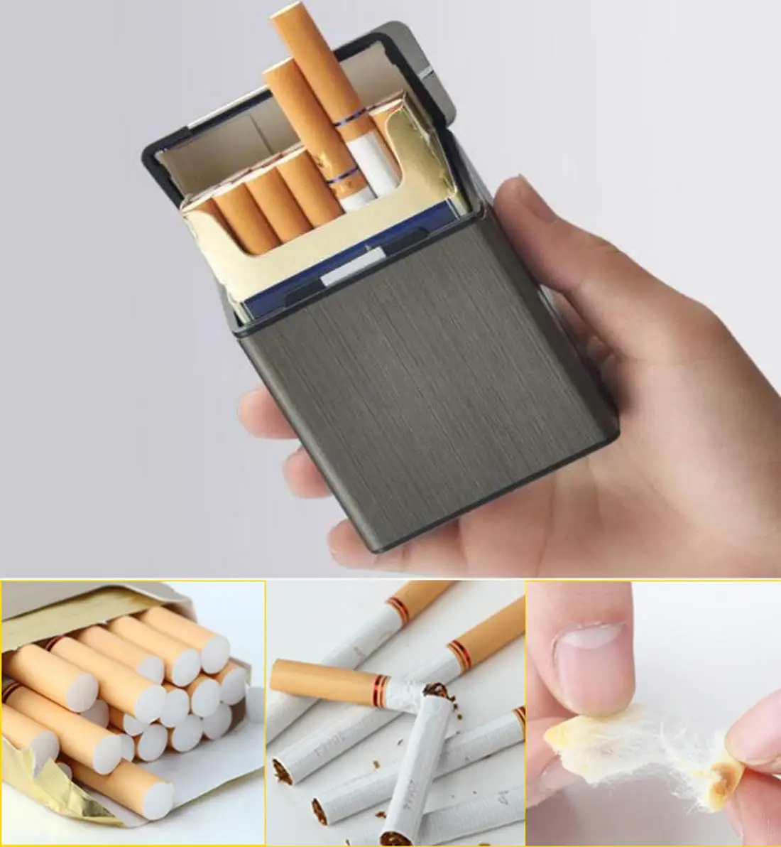 Portable Slim Aluminum Cigarette Case Regular King Size Plastic Cigar Tobacco Holder Box Storage Container Smoking Accessories