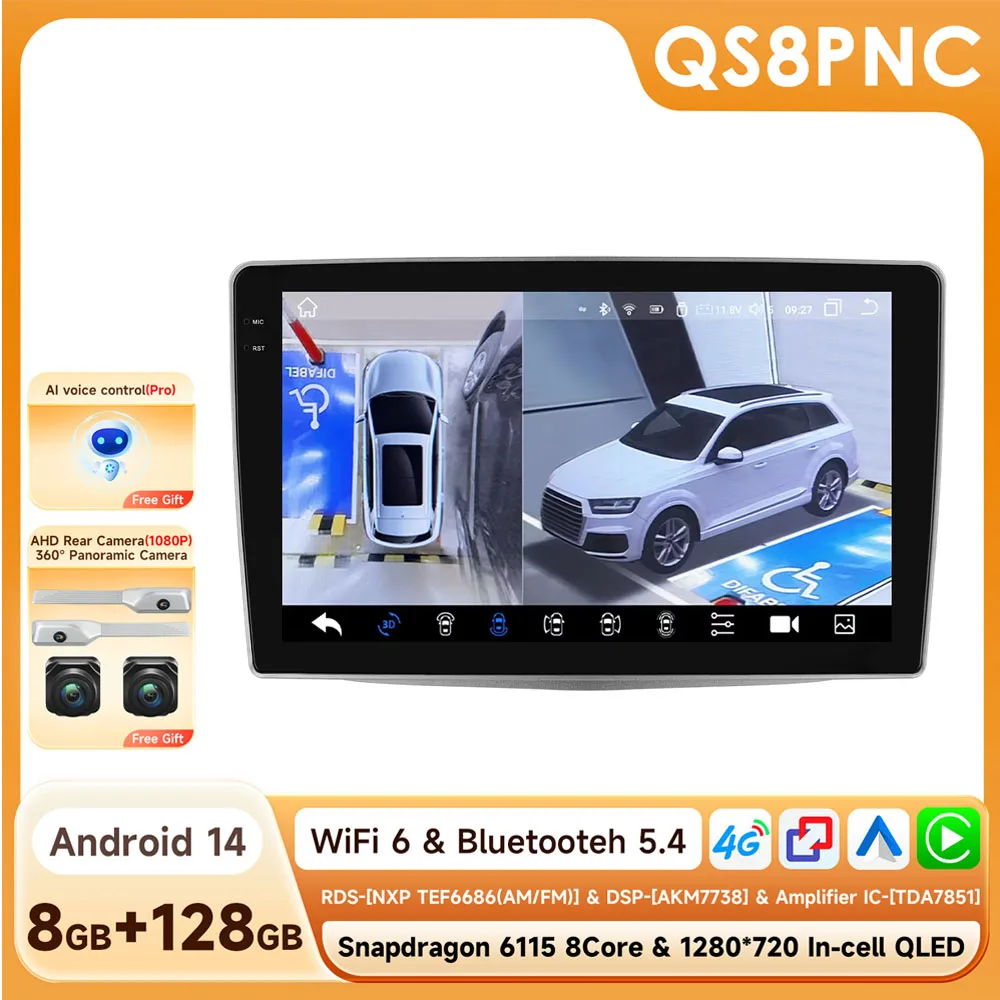Android Auto Multimedia Speler voor Alfa Romeo MiTo 955 2008-2016 Autoradio Intelligente Carplay GPS Door Snapdragon 6115
