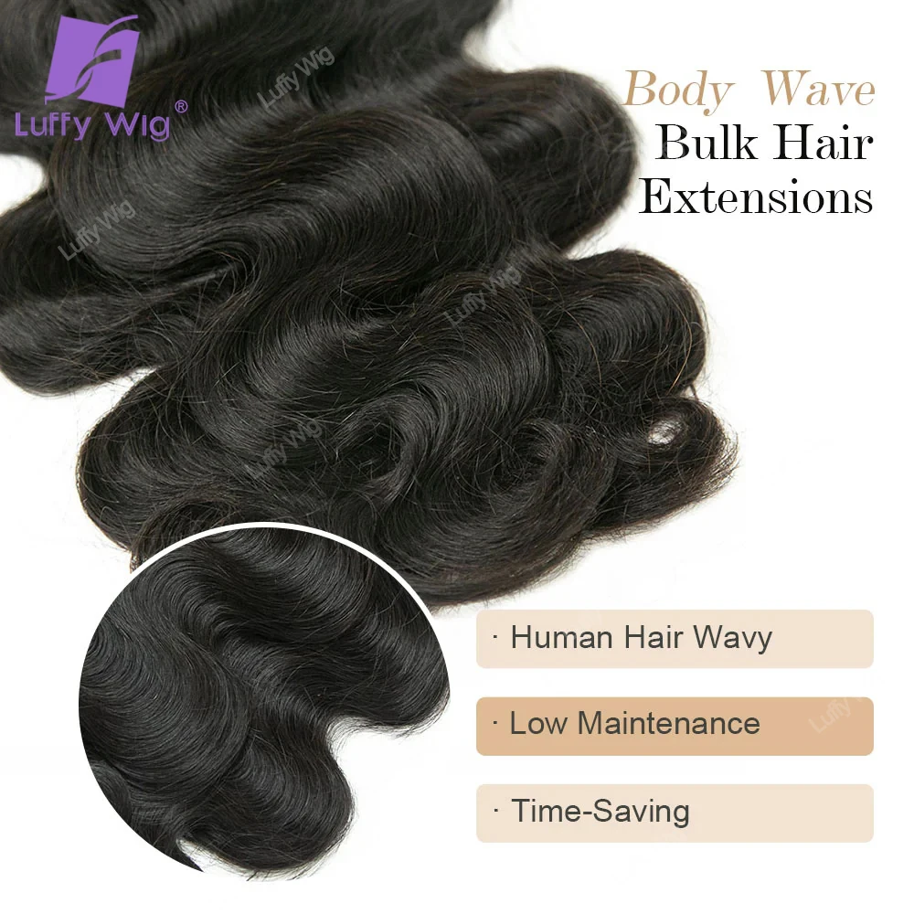 Body Wave Braiding Hair Unprocessed No Weft Bundles Real Burmese Hair Bulk Extensions For Boho Knotless Braids For Bladk Women
