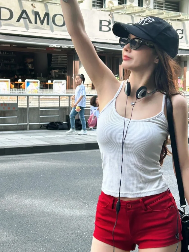 Red Hot Girl Pure Desire Sexy Denim-Shorts für Damen, Sommer, Sport-Stil, eng anliegende, elastische, schlankmachende, hüftumarmende Hotpants