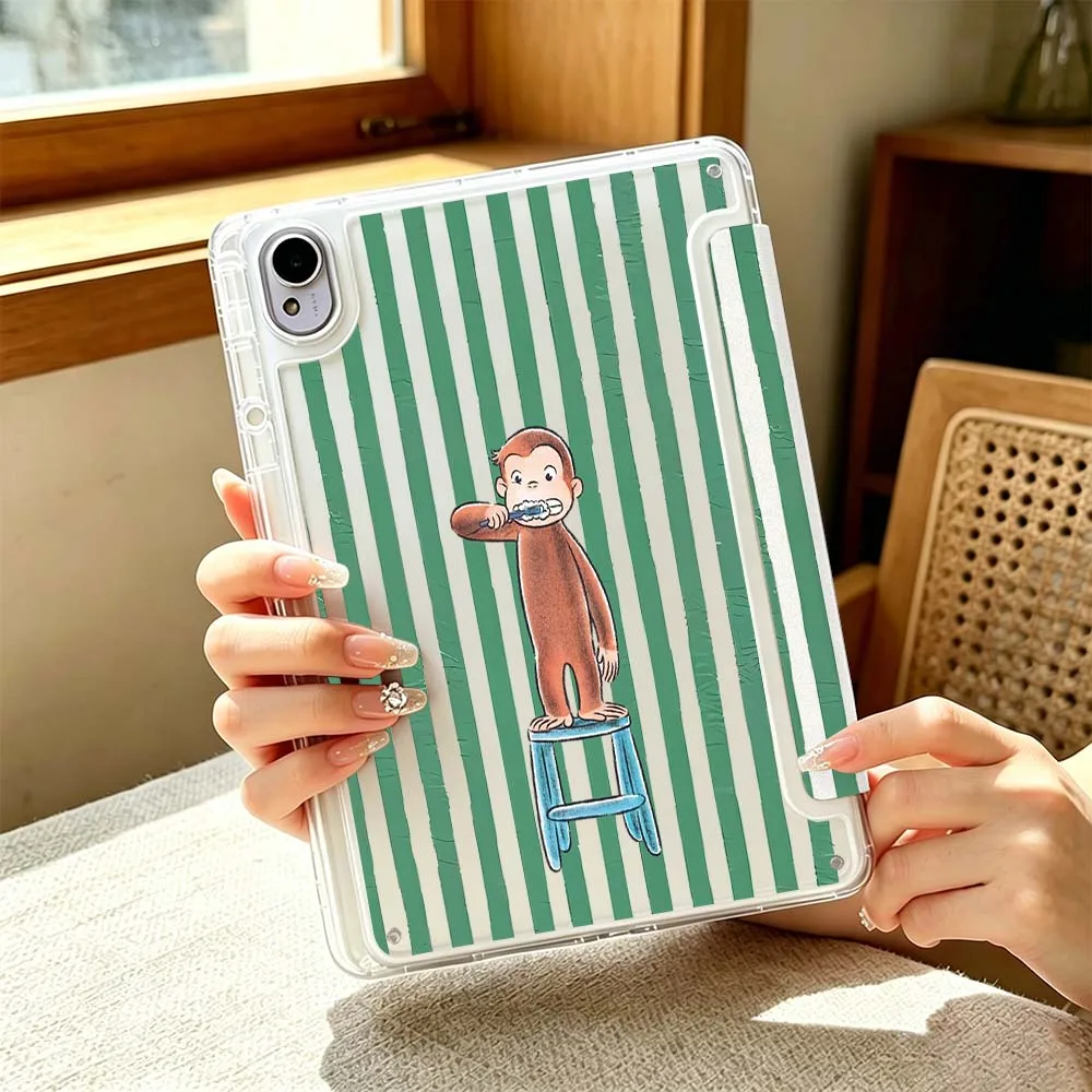 Cartoon Curious George Brushing Cover For Huawei MatePad Pro SE Honor Pad 9 V9 GT X9 10.8 11 13.2 inch Pro 3Y Tablet Case
