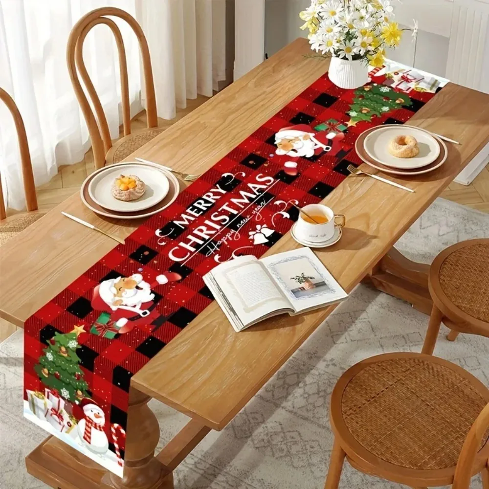 Santa Claus Christmas Table Runner Christmas Decorations for Home 2026 Xmas Table Flag Navidad Noel Gifts New Year Tablecloth view 3