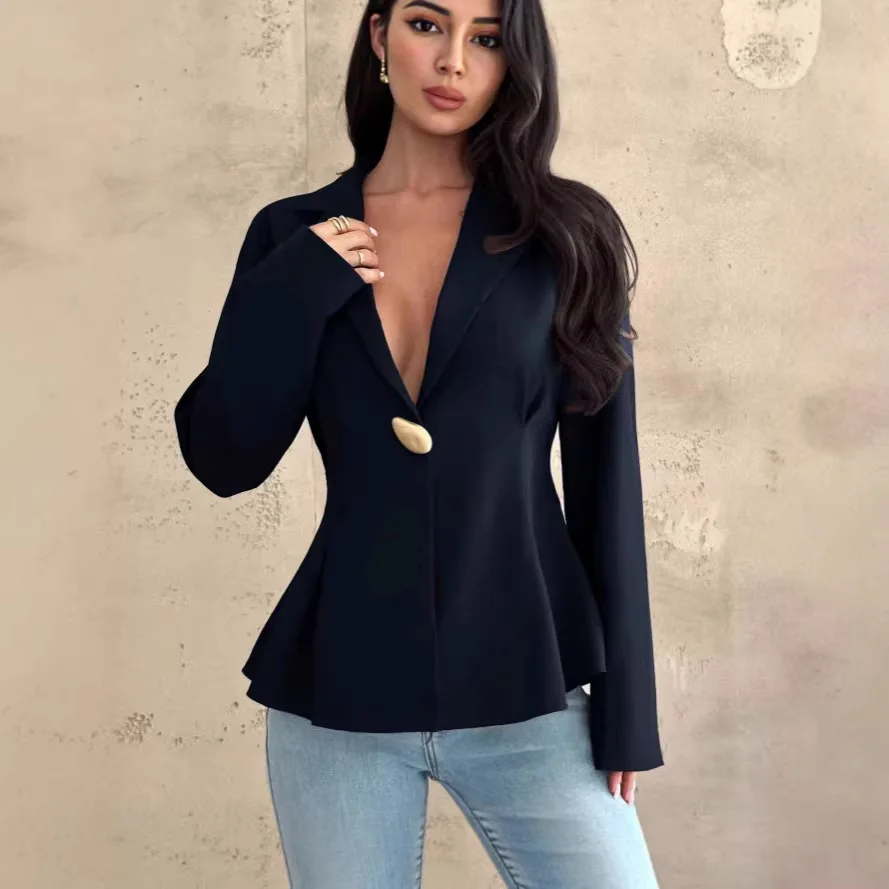 

European And American Style Small Blazer 2026 New Cross-Border Amazon Fashionable Slim Cardigan Women's Top