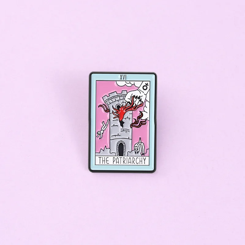 Cartoon Tarot Cards Brooch Enamel Pins Cute Castle Design Brooches Bag Lapel Badge Jewelry Gifts Friends