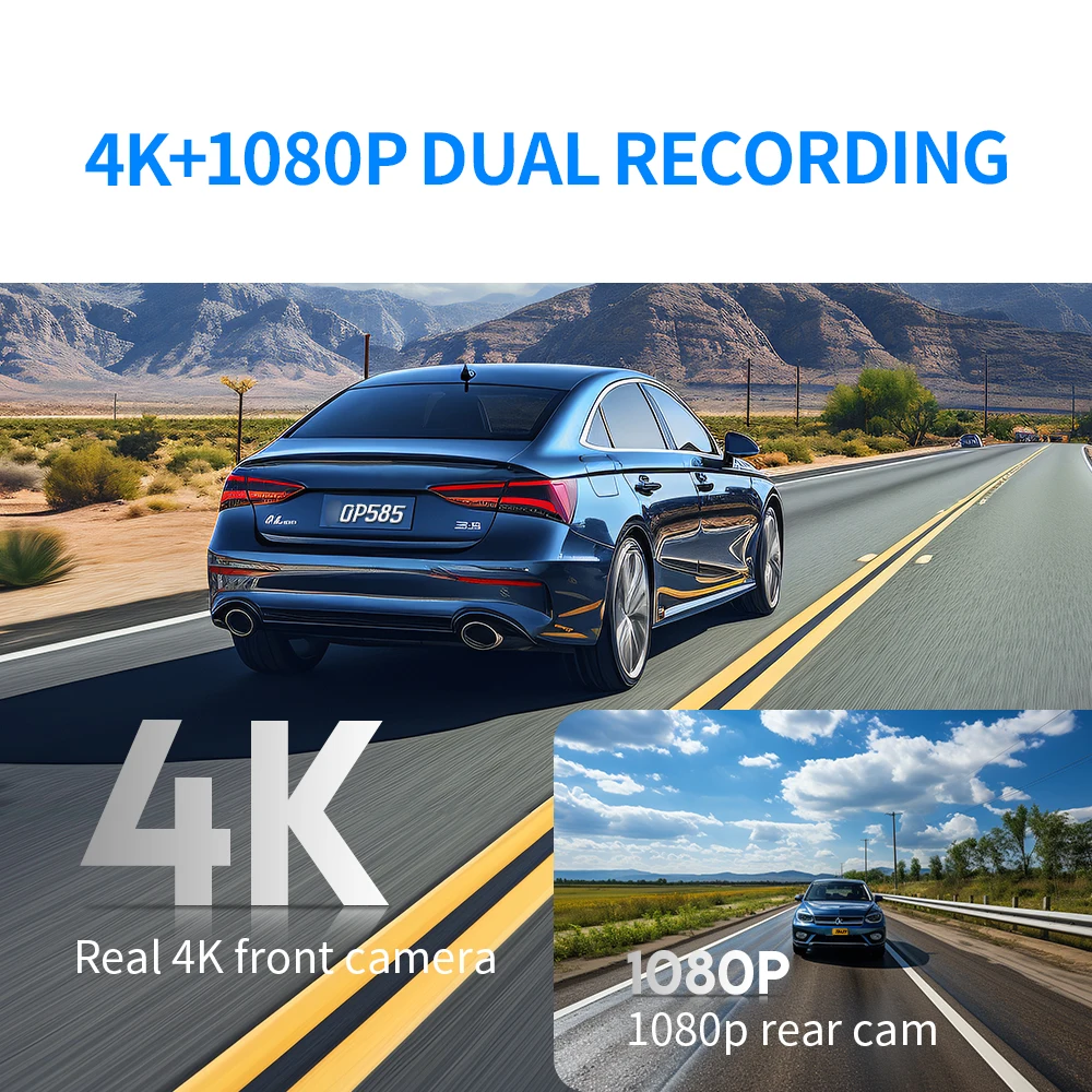 KAWA Dash Camera for Cars 4K Dash Cam Front and Rear DVR Video Recorder Sony IMX415 Voice Control GPS WiFi  Dashcam D8