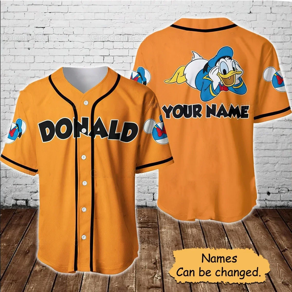 Disney Series Baseball Jersey Uniforms Donald Duck Print Round Neck Men and Women Hip Hop Print Sports T-Shirts Party Tops