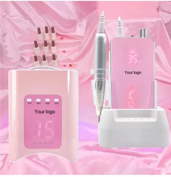 Customized Logo Electric Nail Drill Rechargeable Portable Wireless Efile Nail Set Kit 1 Piece Acrylic E File Nail Drill Machine