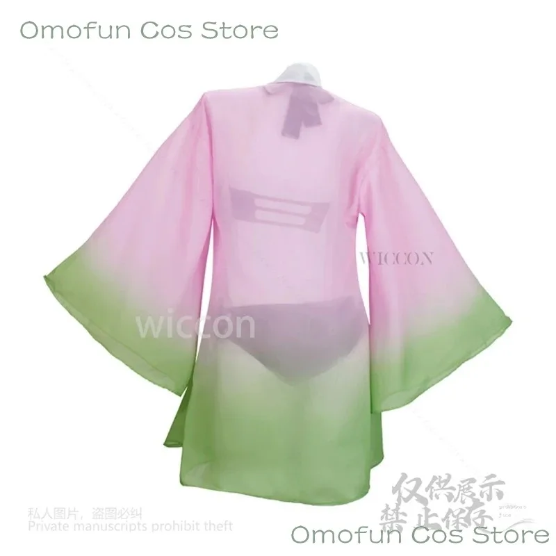 Аниме в наличии Косплей Аниме Канродзи Мицури Костюм Купальник Летнее Бикини Сексуальный Косплей Костюм Розовый Зеленый Парик Градиент Па
