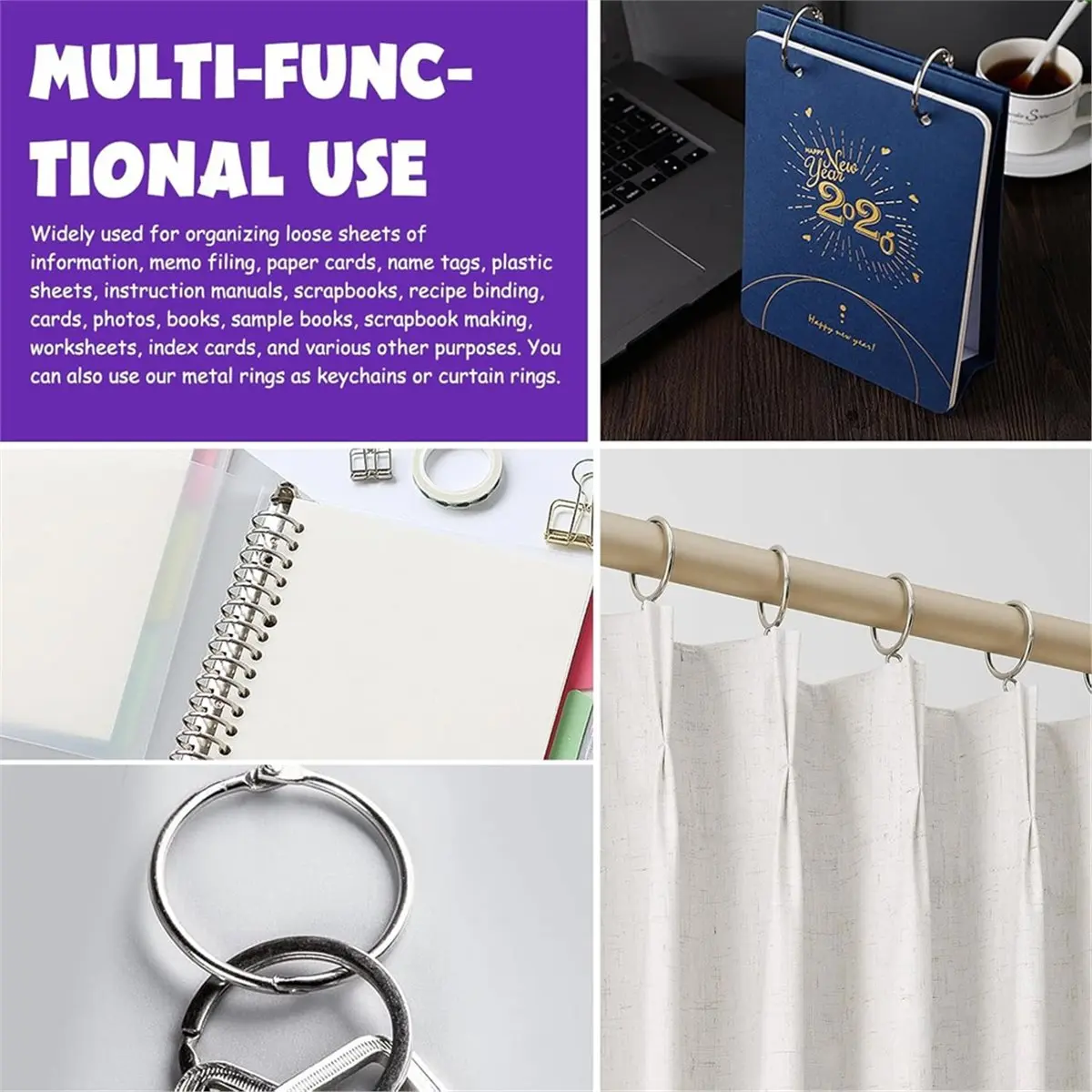 

Упаковка из 100 книжных колец с плоскогубцами, кольца для индексных карточек 20 мм, металлическая спиральная переплета с вкладышами, для вкладышей, скрапбукинга