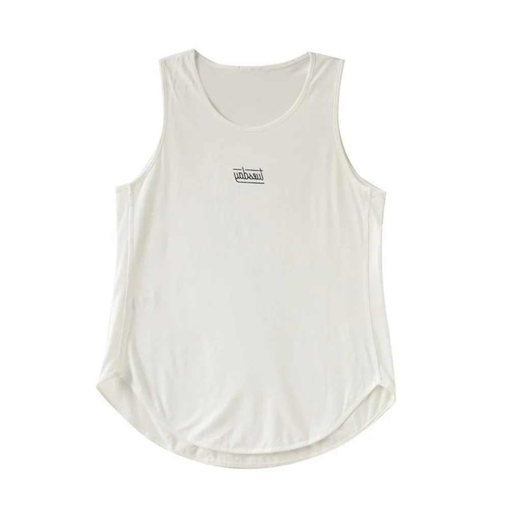 

Fashion Loose Sleeveless T Shirt Large Size Simple Vest Top Women Curved Hem Thin Casual Tank Top Summer