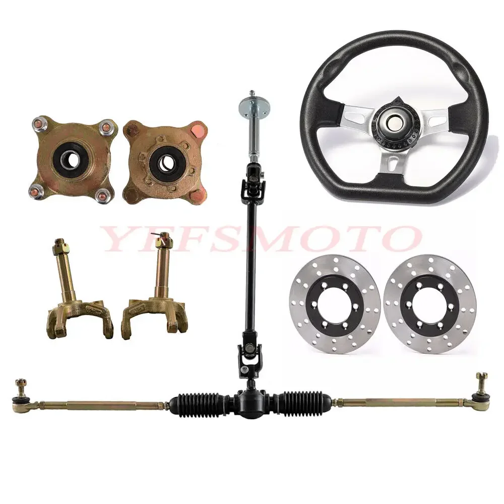 4 Stud Front Steering Wheel Tie Rod End Rack Shaft Axle Hub for GoKart ATV Buggy Modification ATV Off-Road use