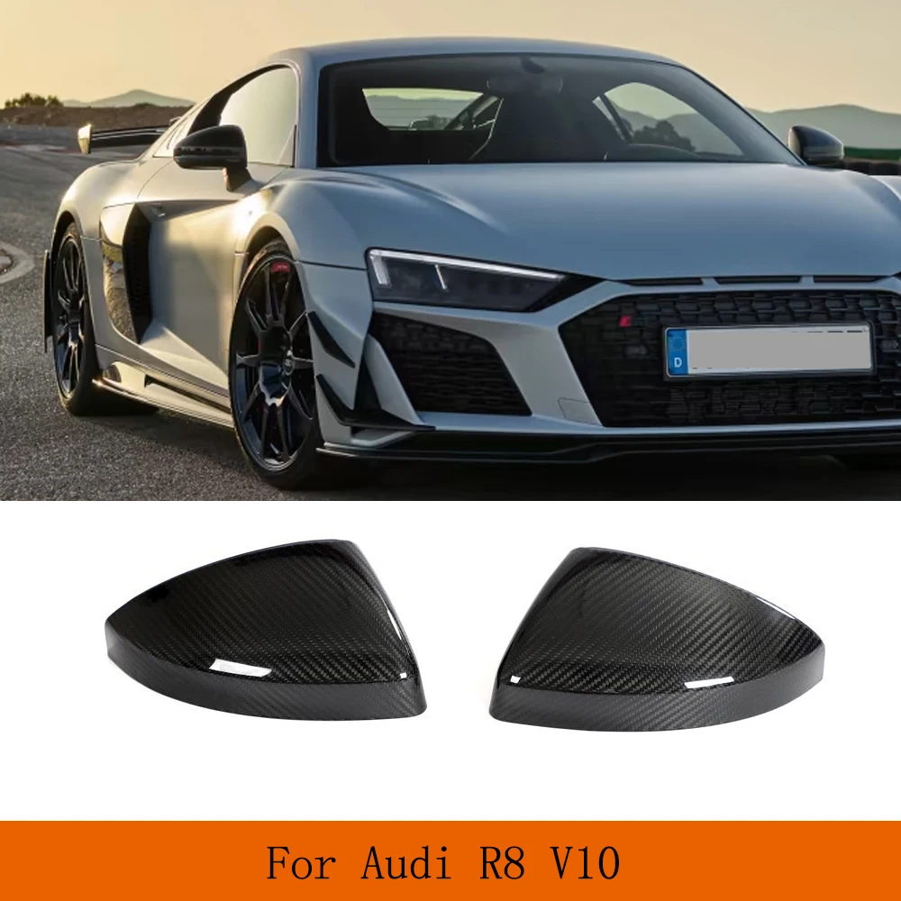 Car Rearview Mirror Caps Covers for Audi R8 V10 GT RWD 2023 Replacement Style Dry Carbon Side Mirror Caps Shell No Lane Assit