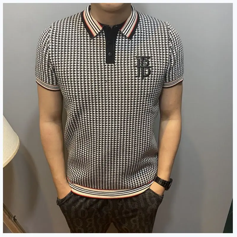 

Lapel sweater men's short-sleeved polo knitted sweater men's slim-fit bottoming shirt trendy autumn and winter new models