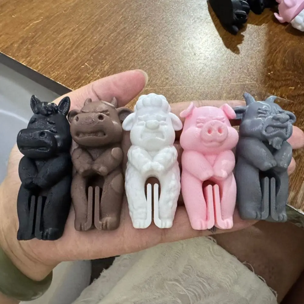 5Pcs/Set Cute Farm Animal Bag Clips Durable 3D Printed Food Sealer Clothespins Reusable Decorative Fridge Magnets