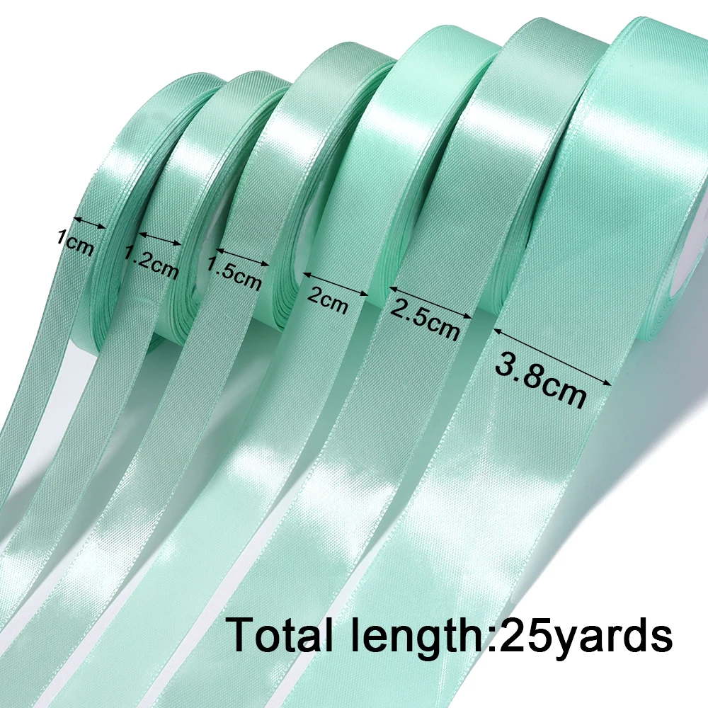 Mint Green Stain Ribbon Turquoise Satin Ribbon 25yards 10-50mm Gift Wrap Bow Handmade DIY Craft Wedding Birthday Party Decor