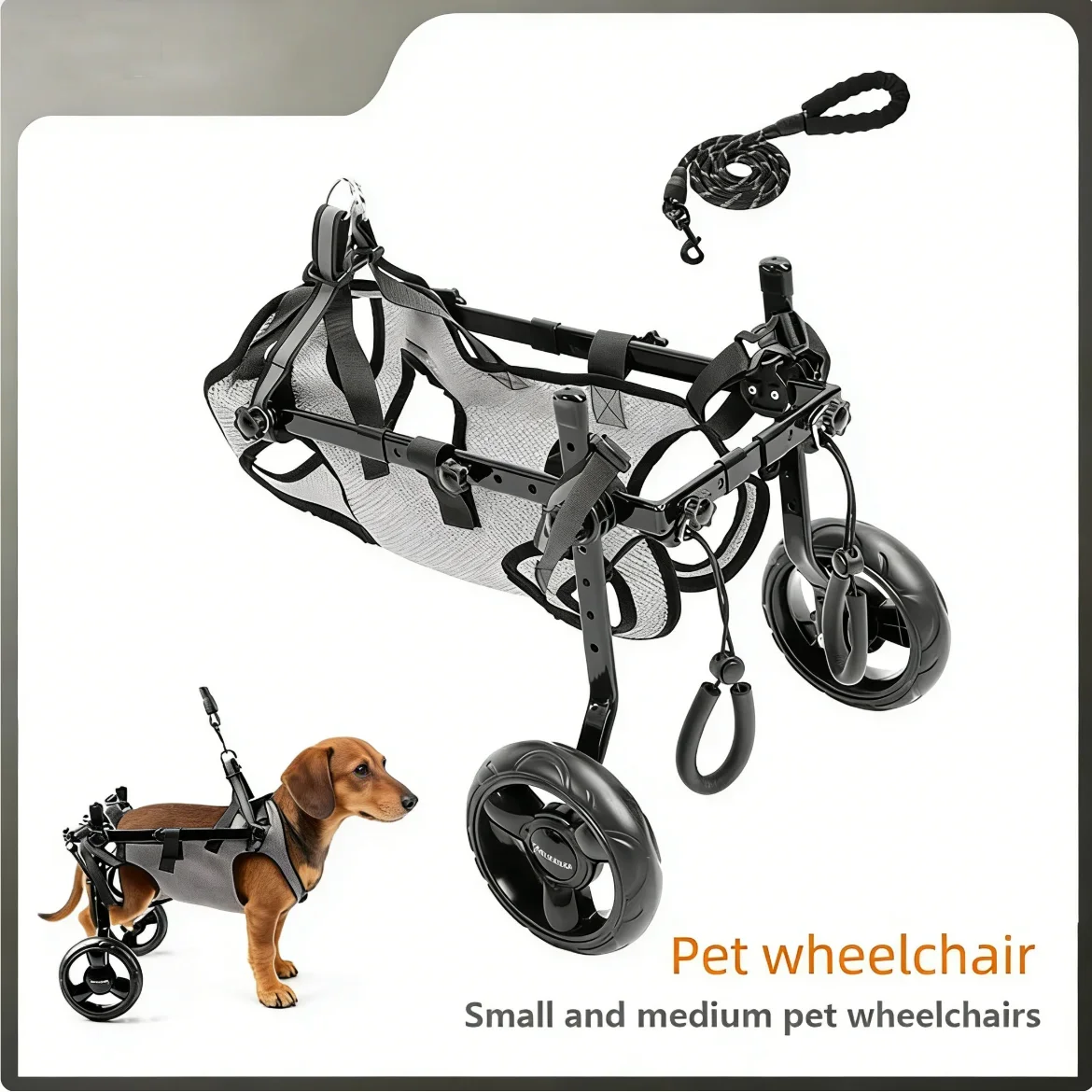 

Dog Wheelchair Cart Lightweight Doggy Wheelchair Breathable Mesh Fabric Easy Assembly for Medium To Small Breeds for Back Legs
