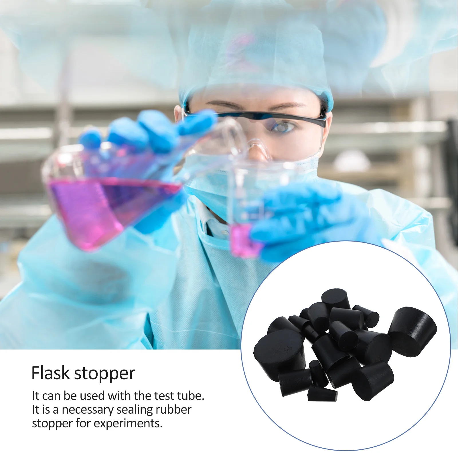 

21 шт., пробки из силиконовой резины, пробирка для колбы, оборудование для химических медицинских экспериментов, резиновая заглушка для отверстий