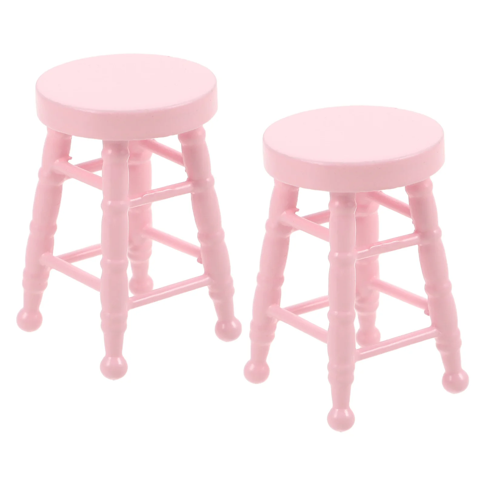 

Miniature Stool 1:12 Scale Wooden Round High Leg Chair Small Stool for Micro Scene Craft Accessories High Chair