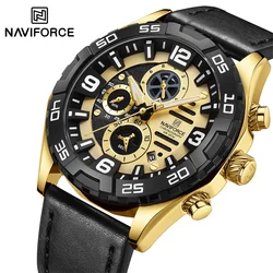 NAVIFORCE Brand Luxury Men Watch Waterproof Luminous Chronograph Sport Leather Strap Date Quartz Wristwatches Relogio Masculino