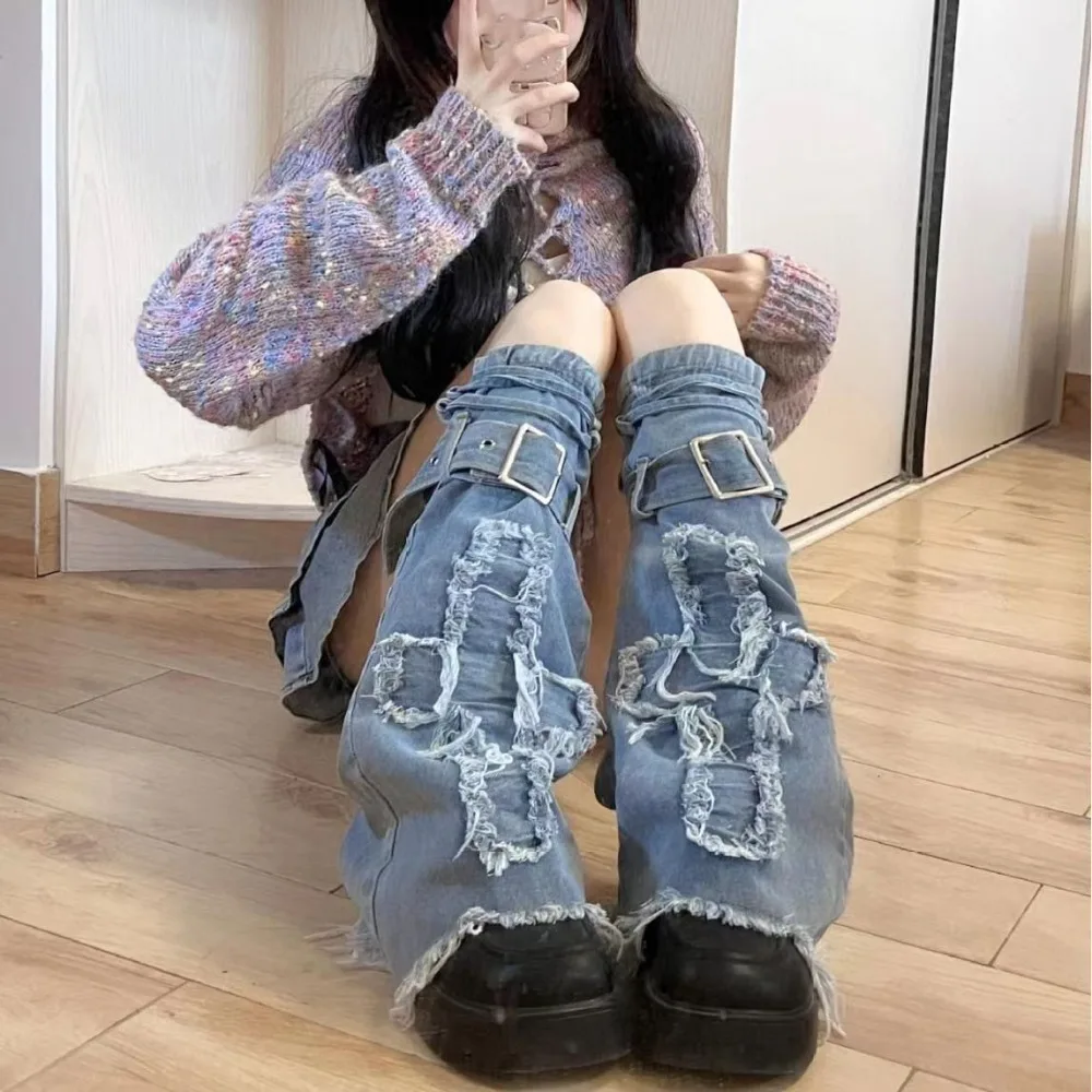 

Casual Y2k Cross Leg Warmers Spicy Girl Retro Y2k Stockings Lolita Footcover Long Stockings Fall Winter