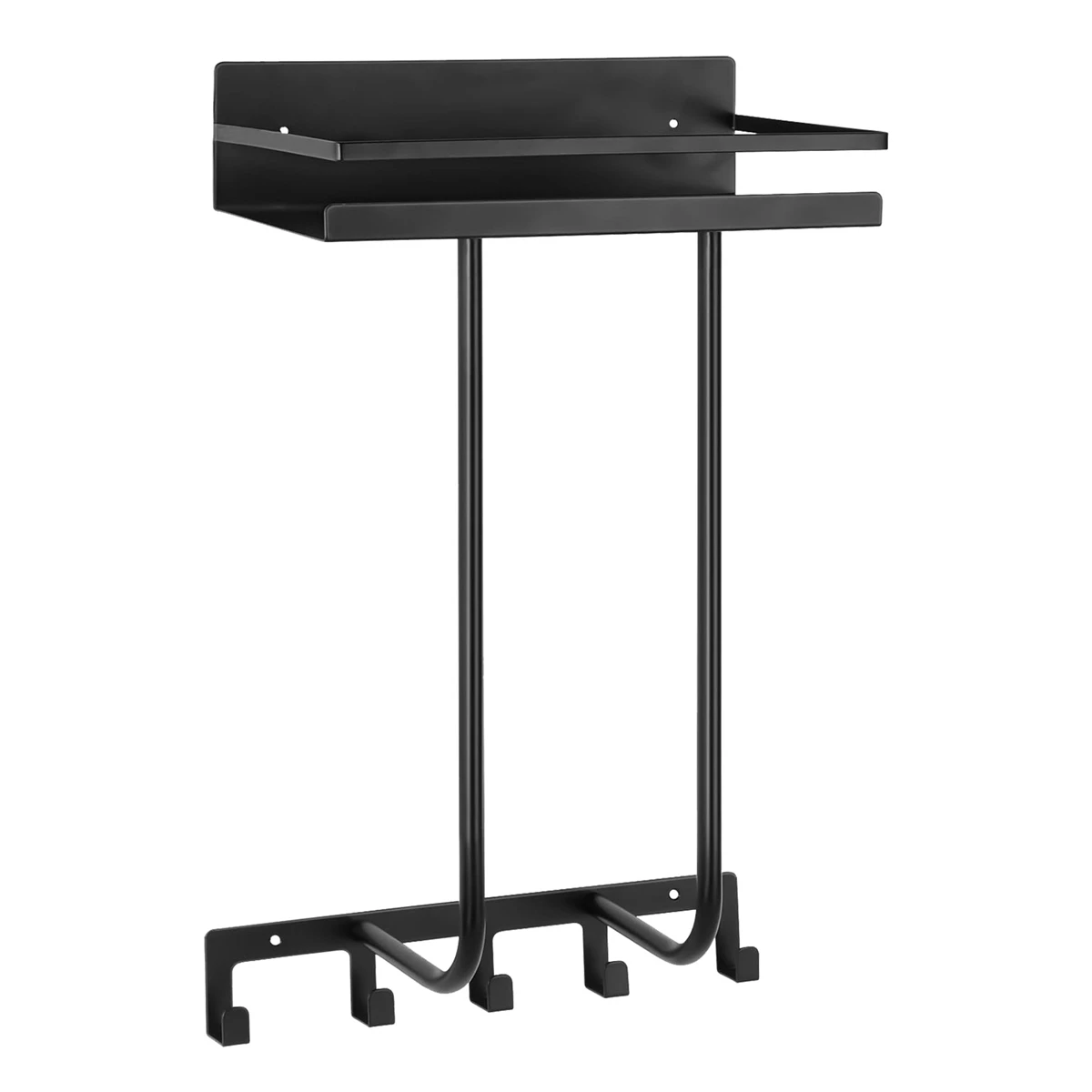 

Rust Proof Black Iron Towel Rack Wall Mounted with Shelf For Bathroom Storage Organizer Holder for Towels and More