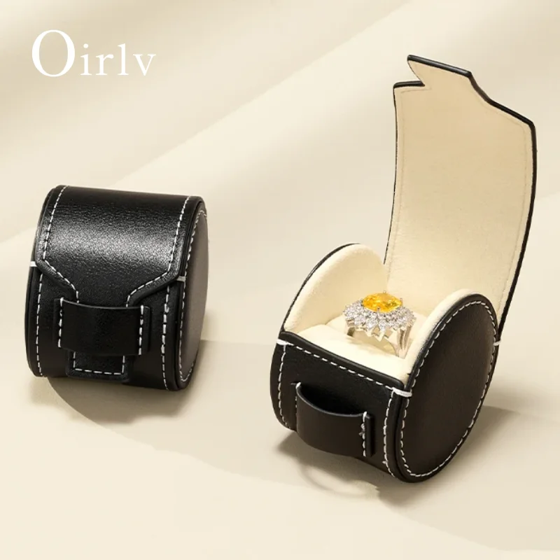 

Oirlv Faux Leather Jewelry Box Roll-Up Organizer & Ring Storage Gift Box Soft-Lined Jewelry Box Portable Jewelry Storage Holder
