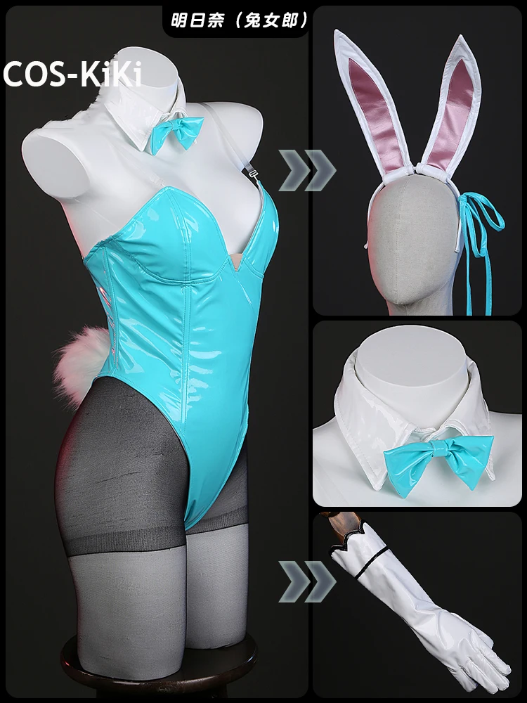 COS-KiKi Blue Archive Toki Asuma/Itinose Asena/Kakudade Karinn Bunny Girl Jumpsuits Cosplay Costume Easter Party Outfit Women