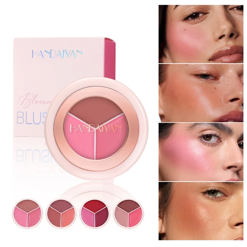 لوحة أحمر خدود مكونة من 3 ألوان، أحمر خدود متعدد الألوان لمظهر الخد الطبيعي والنابض بالحياة، مكياج أحمر خدود طويل الأمد وقابل للمزج #2