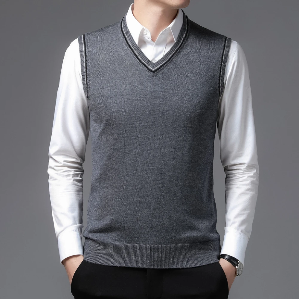 COODRONY Brand Men's Knitted Wool Vests A&W Warm V-Neck Sleeveless Sweater Vest Men Business Casual Base Clothing XXS - XL 5081