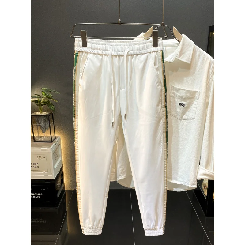 High-End Fashion Light Luxury Side Stripe Sweatpants Men2025New Autumn American Style Casual Jogger Pants