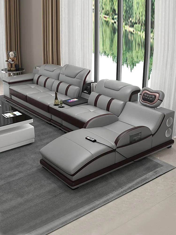 Modern leather sofa furniture combination living room sound leather art top layer