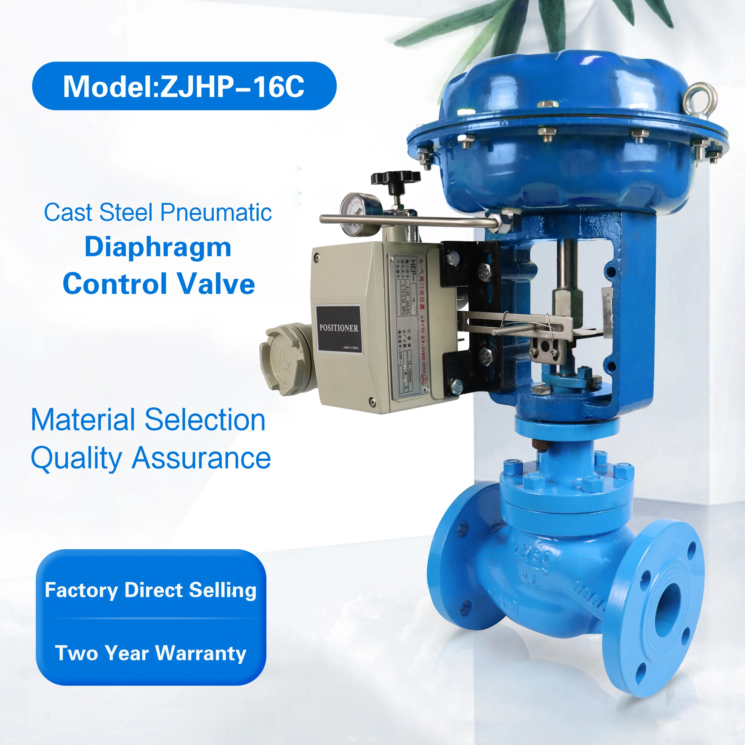 ZJHP-16C Cast steel pneumatic diaphragm control valve steam heat transfer oil regulating proportional control valve