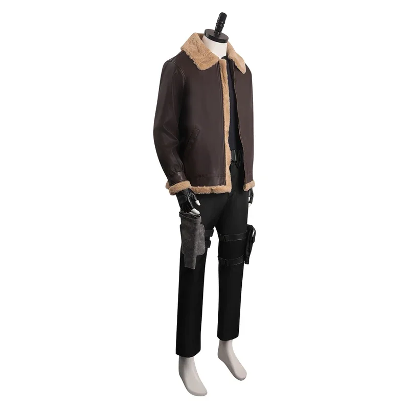 Evil 4 Remake Leon Scott Kennedy Costume Cosplay Cappotto Pantaloni Guanti Abiti Gioco per adulti Halloween Carnevale Party Suit Abbigliamento da uomo